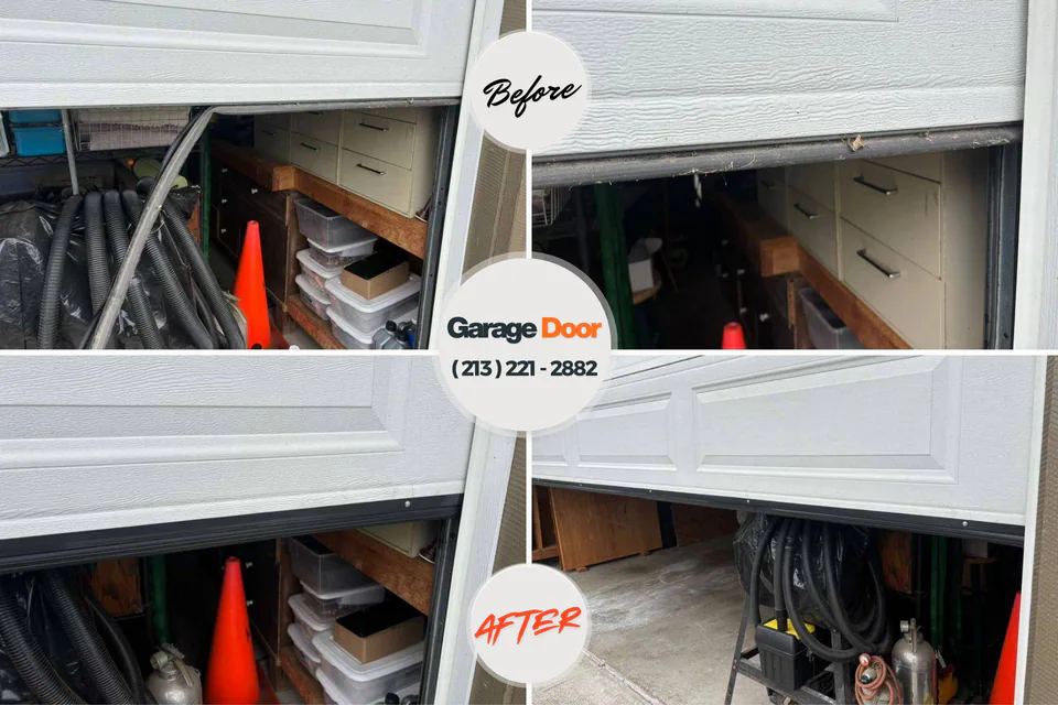 Before and after: garage door repair Seaside, CA